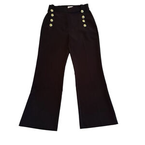 Gibson Latimer Dress Pants Womens 8 Black Gold Buttons High Rise Wide Leg Flare